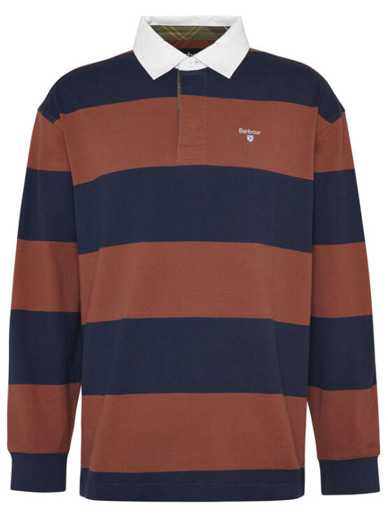 Barbour Broome Rugby Shirt Navy / Rust - Image 6