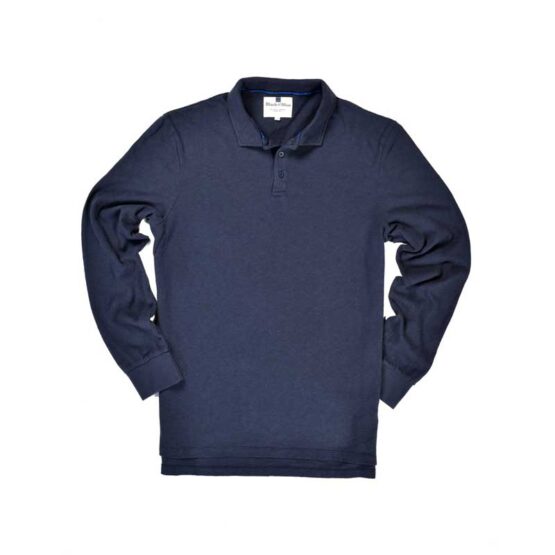 Long Sleeve Polo Shirt Blue - Image 6