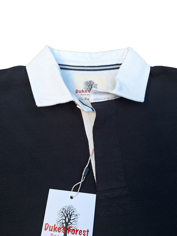 Rugby Shirt Duke's Forest Plain Black With White Collar - Image 3