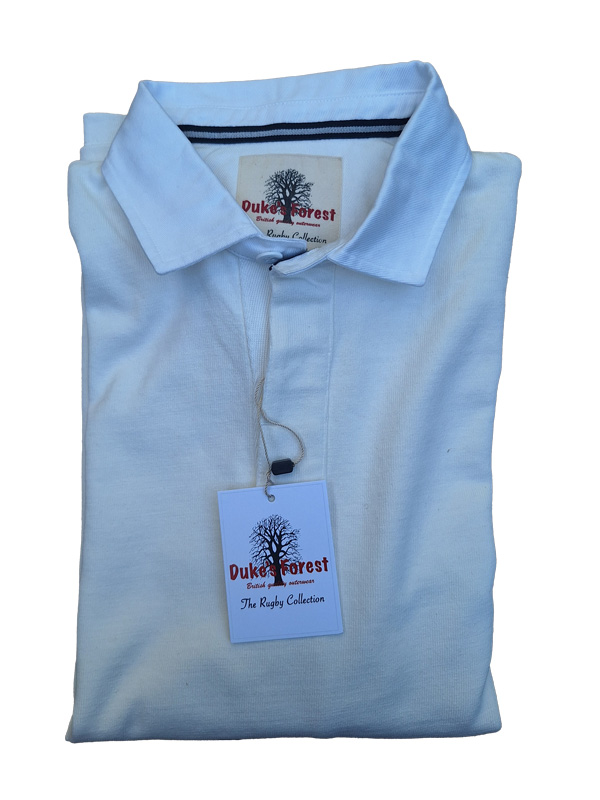 Rugby Shirt Duke's Forest Plain White With White Collar - Image 4