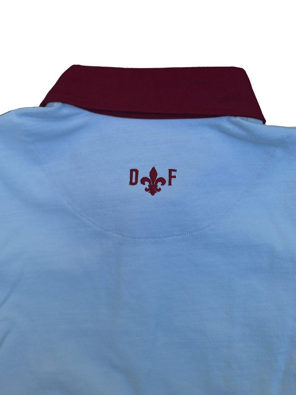 Rugby Shirt Duke's Forest Plain White With Red Collar - Image 3