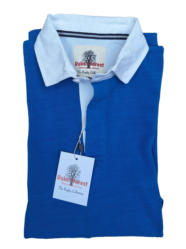 Rugby Shirt Duke's Forest Plain Blue With White Collar - Image 4