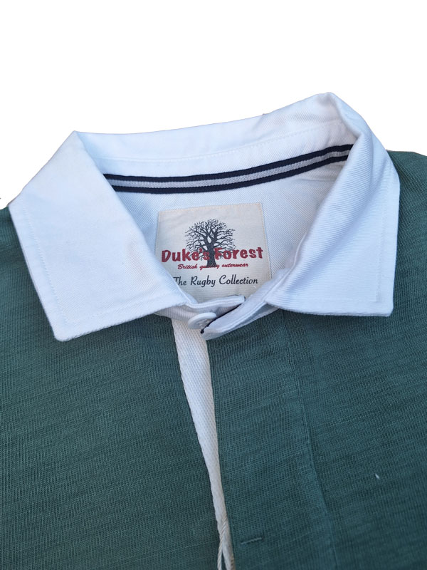 Rugby Shirt Duke's Forest Plain Green With White Collar - Image 3
