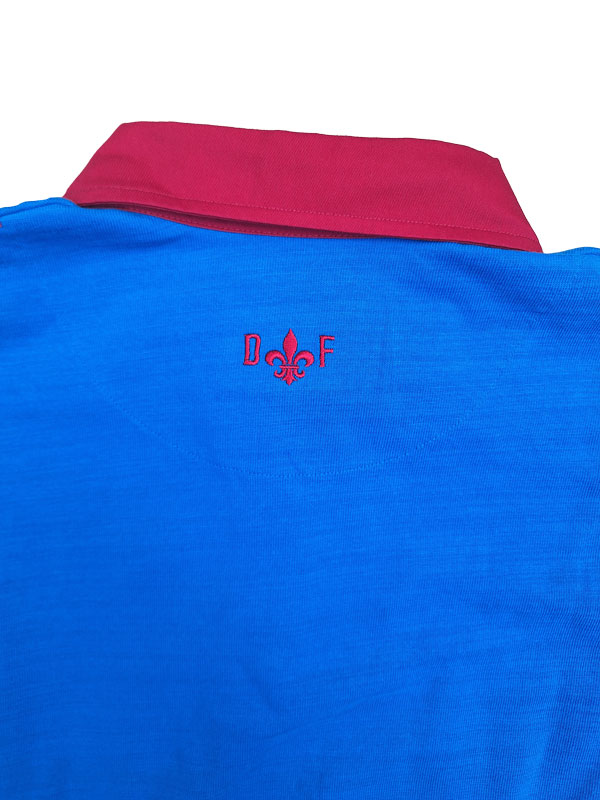 Rugby Shirt Duke's Forest Plain Blue With Red Collar - Image 3